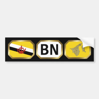 Brunei Flag Map Code Bumper Sticker