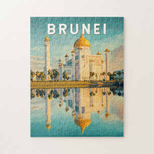 Brunei Illustration Travel Art Vintage Jigsaw Puzzle