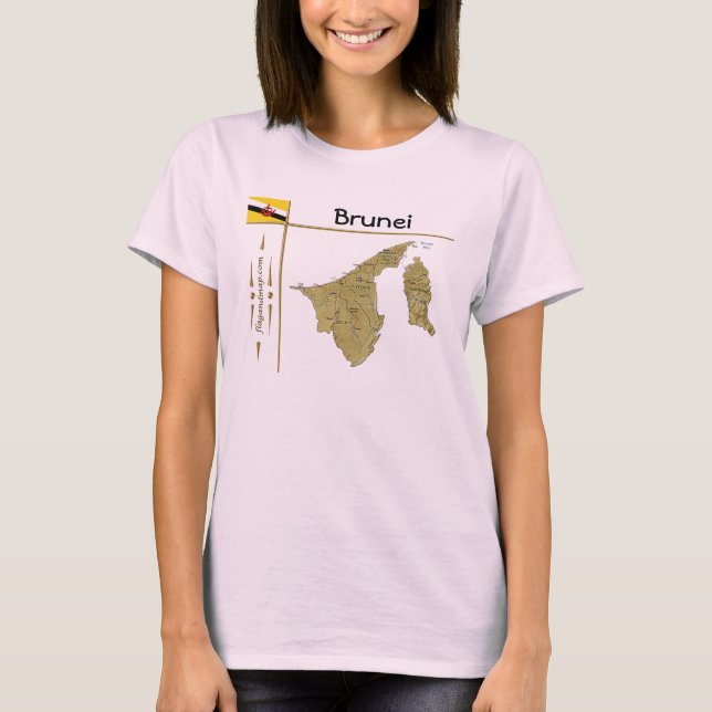 Brunei Map + Flag + Title T-Shirt (Front)