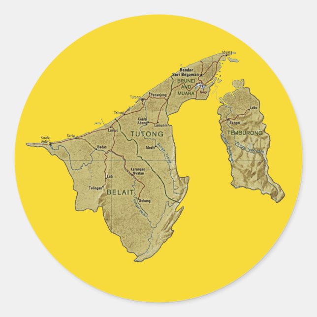 Brunei Map Sticker (Front)