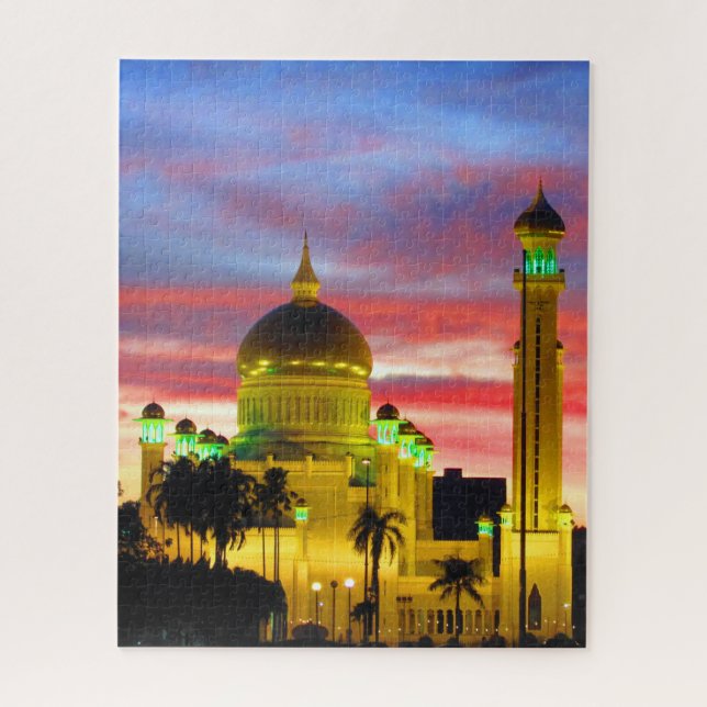brunei night mosque jigsaw puzzle (Vertical)
