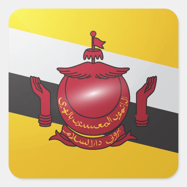 Brunei square glossy flag sticker (Front)
