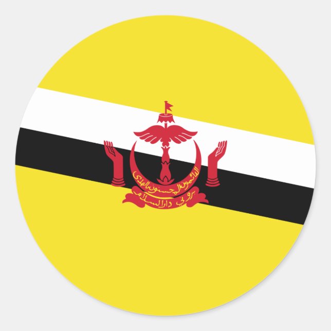 Bruneian Flag, Flag of Brunei Classic Round Sticker (Front)