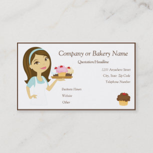Brunette/Aqua Cupcake Baker/Bakery 4 Business Card