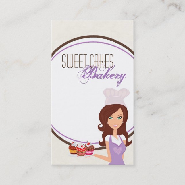 Brunette Baker Purple Brow Cakes Carte de visite (Devant)