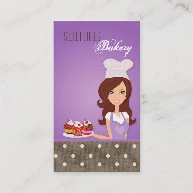 Brunette Baker Purple Brow Cakes Carte de visite (Devant)