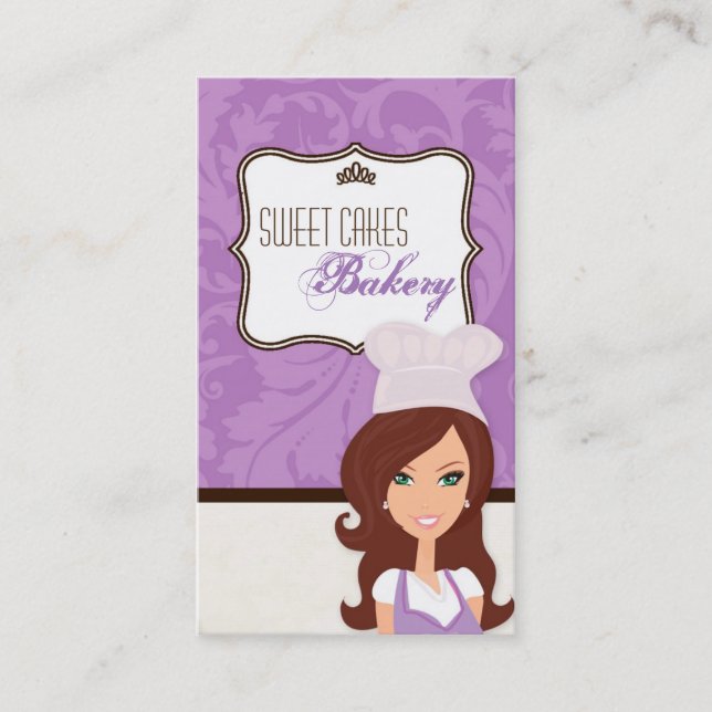 Brunette Baker Purple Brow Cakes Carte de visite (Devant)