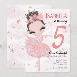 Brunette Ballerina Birthday Party Invitation