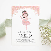 Brunette Ballerina in Pink Dress Floral Birthday