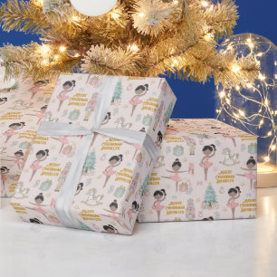Brunette Ballerina Personalized Nutcracker Wrapping Paper