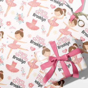 Brunette Ballerina Personalized Wrapping Paper