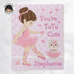 Brunette Ballerina Tutu Cute Jigsaw Puzzle<br><div class="desc">Personalized Multicultural "You're TuTu Cute" ballerina. Please check out more of my personalized gifts.</div>