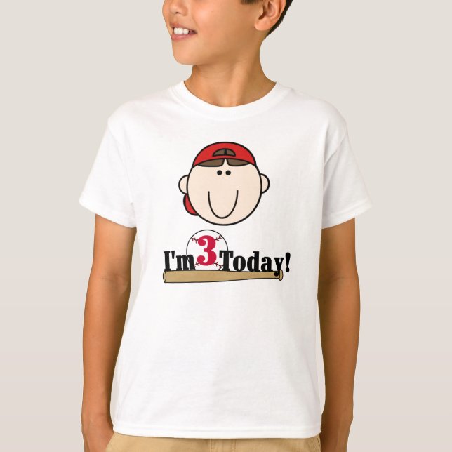 Brunette Baseball 3rd Birthday T-Shirt (Front)