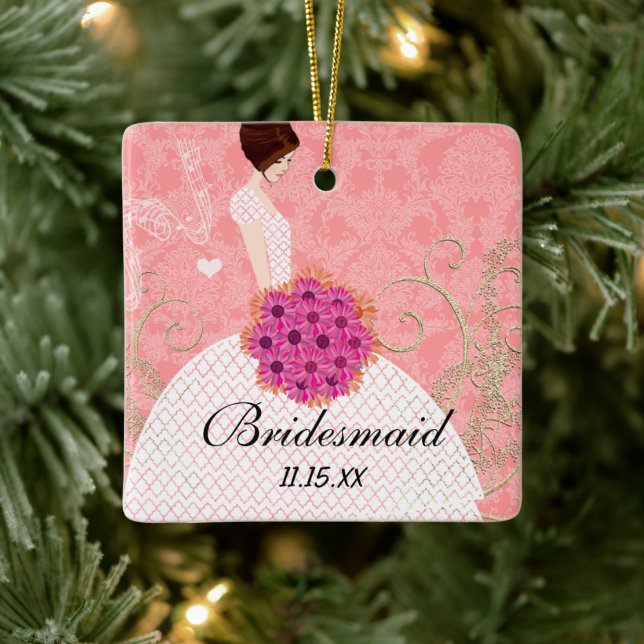 Brunette Birdesmaid Gifts You Choose Colours Ceramic Ornament (Tree)