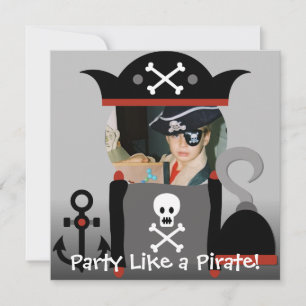 Brunette Boy Party Comme un Invitation d'anniversa