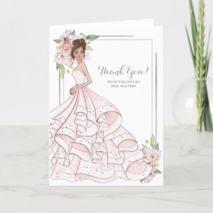 Brunette Bride Bridal Shower Future Mrs Thank You Card