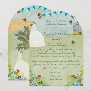 Brunette Bride Garden Bridal Shower Invitations