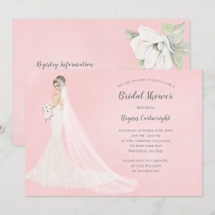 Brunette Bride in Lace Gown Elegant Bridal Shower Invitation