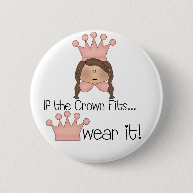 Brunette Crown Fits 2 Inch Round Button (Front)