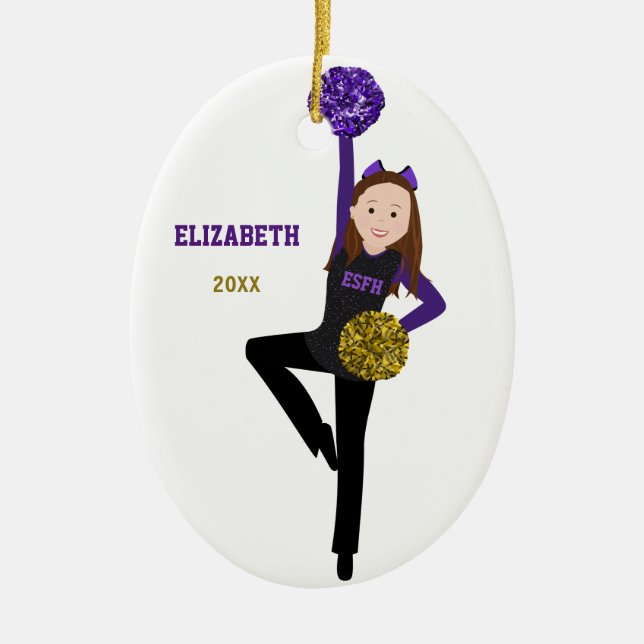 Brunette DanceLine In Black & Purple Ceramic Ornam Ornament (Front)