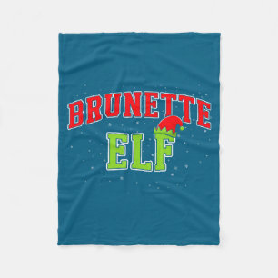 Brunette Elf Christmas Family Matching Group Xmas  Fleece Blanket
