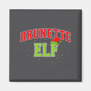 Brunette Elf Christmas Family Matching Group Xmas Magnet