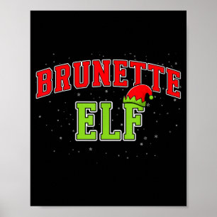 Brunette Elf Christmas Family Matching Group Xmas Poster