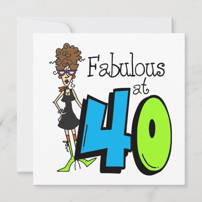 Brunette Fabulous at 40 Birthday Card (Front)