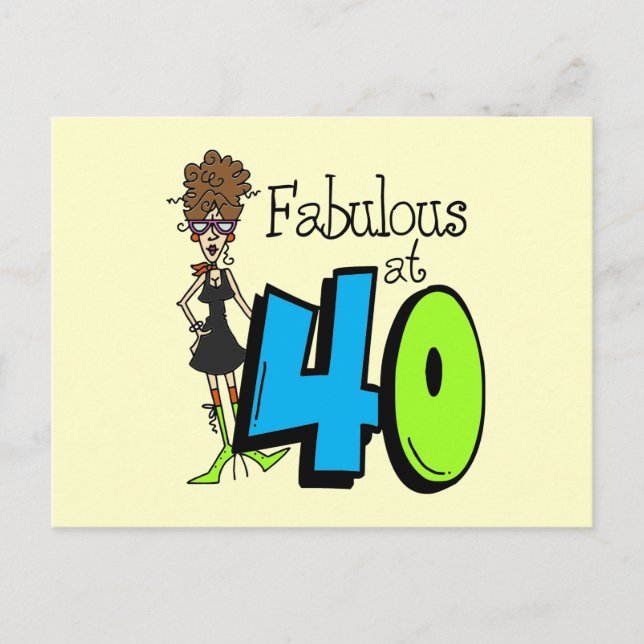 Brunette Fabulous at 40 Birthday Postcard (Front)