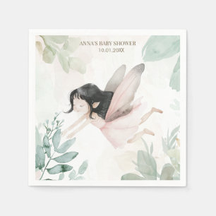 Brunette Fairy Girl Baby Shower Napkin
