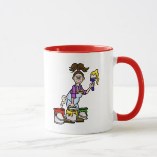 Brunette Female Painter Name Mug