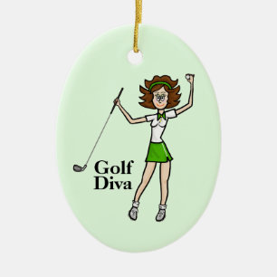 Brunette Femme Ornement de golf