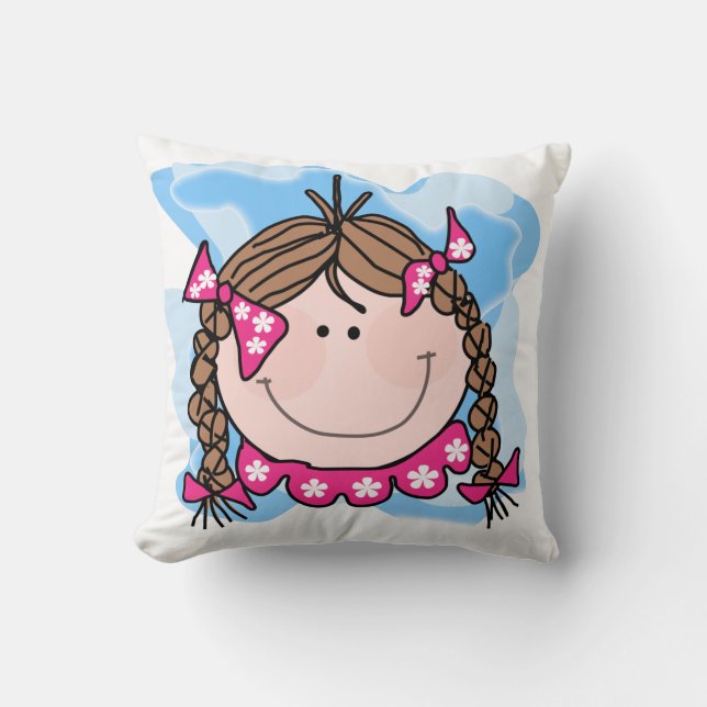 Brunette Fille avec Coussin de tresses (Recto)