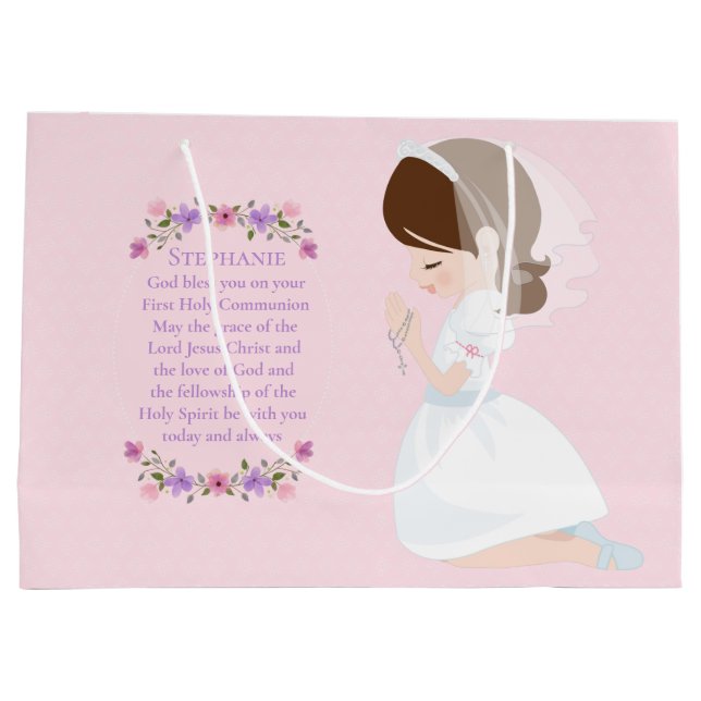 Brunette First Communion Gift Bag (Back)