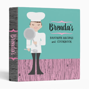 Brunette girl chef personalized kids recipe binder