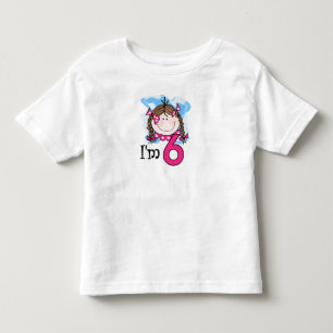 Brunette Girl I'm Six Toddler T-shirt