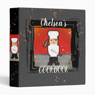 Brunette girl kids personalized cookbook recipe binder