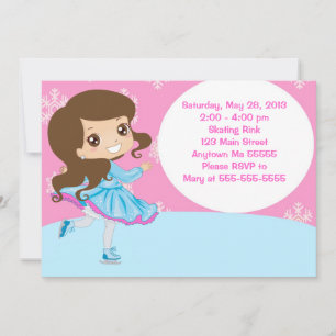 Brunette Girl Patinage sur glace Invitation d'anni