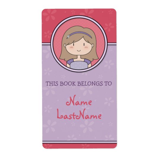 Brunette Girl -- This Book Belongs To... Shipping Label