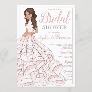 Brunette Glitter Glam Bride Bridal Shower Invitation