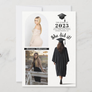 Brunette Grad Girl Grad Graduation Faire-part phot