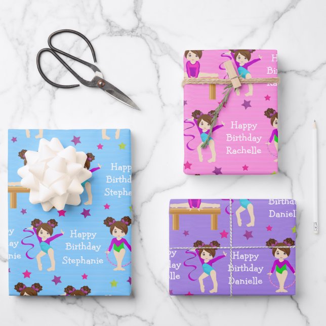 Brunette Gymnast  Wrapping Paper Sheets (Front)