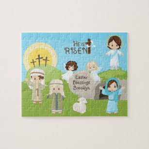 Brunette He is Risen Easter Jigsaw Puzzle