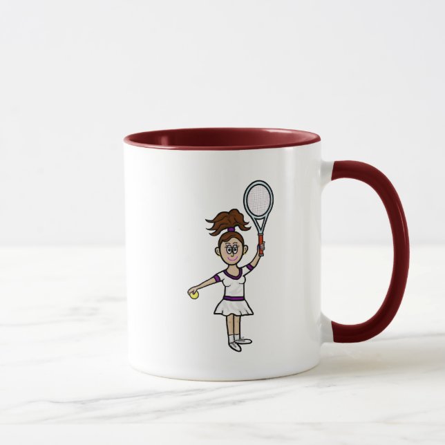 Brunette Joueuse de Tennis Mug (Droite)