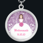 Brunette Lavender Wedding Bridesmaid Necklace<br><div class="desc">Keepsake Necklaces Choose either Silver Plated Gold Finish or Sterling Silver Unique Personalized Custom !st Christmas Gift Wedding Keepsake Wedding Party Necklaces - to change background colour - click customize - click edit - choose last tool in drop down menu and choose from one of the colours shown or enter...</div>