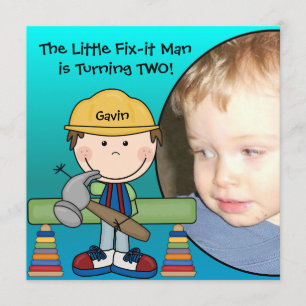 Brunette Little Fix-It Man Invitation d'anniversai