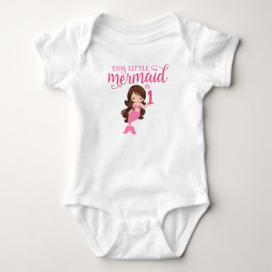 Brunette Mermaid 1st Birthday Baby Bodysuit