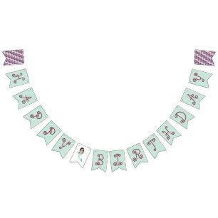 Brunette Mermaid Birthday Bunting Banner
