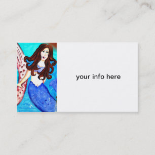 brunette mermaid business card