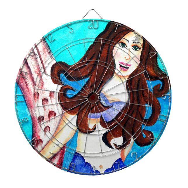 brunette mermaid dartboard (Front)
